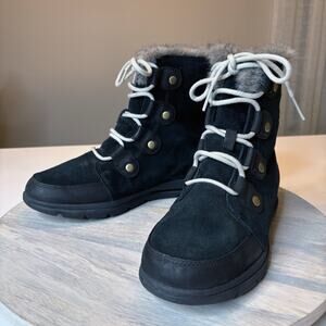 Sorel Explorer Next Joan Women's Black Suede Waterproof Snow Boots US Size 8.5